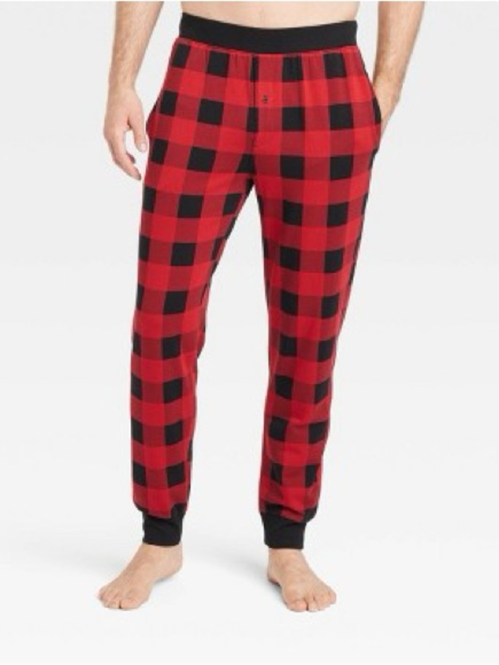 Goodfellow & Co Red Black Buffalo Plaid Jogger Pajama Pants Check - Size L XL